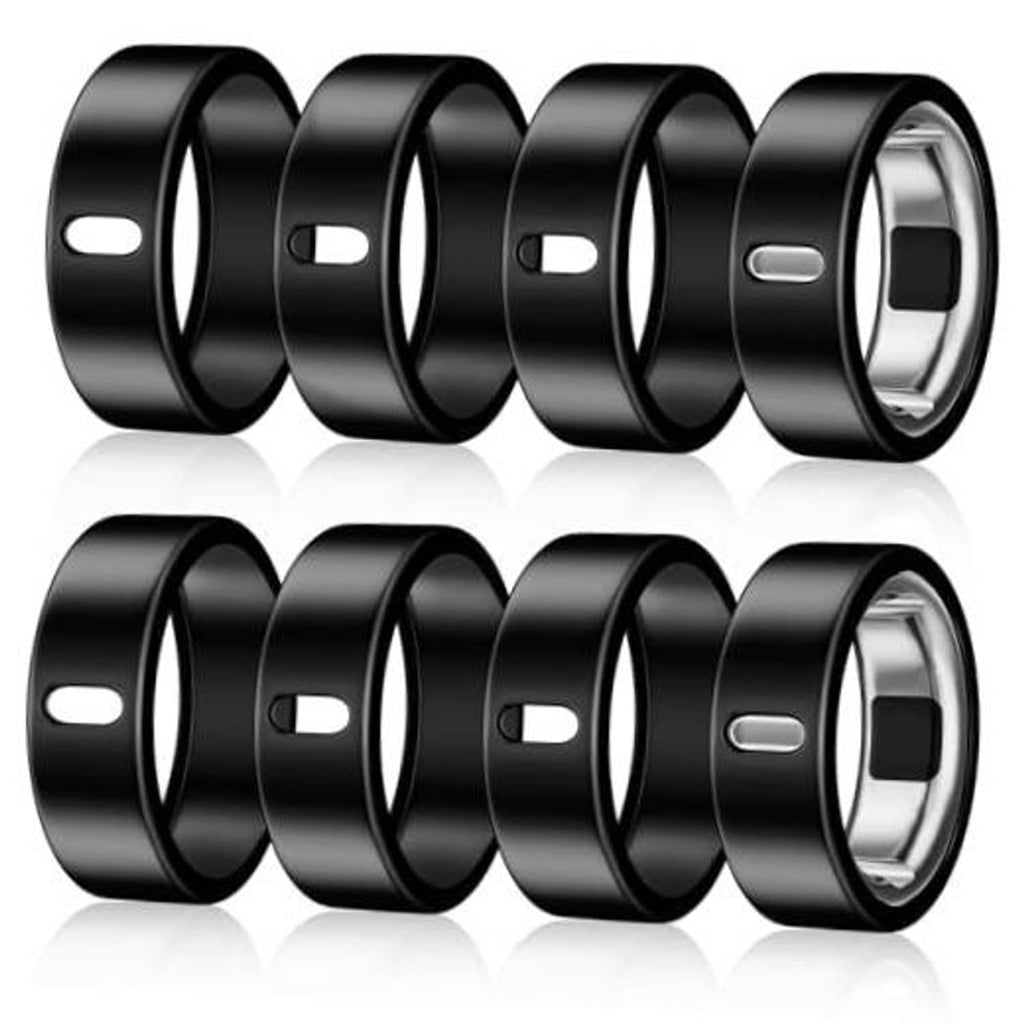 8-pack black TPU ring covers with cutout and metal inner window