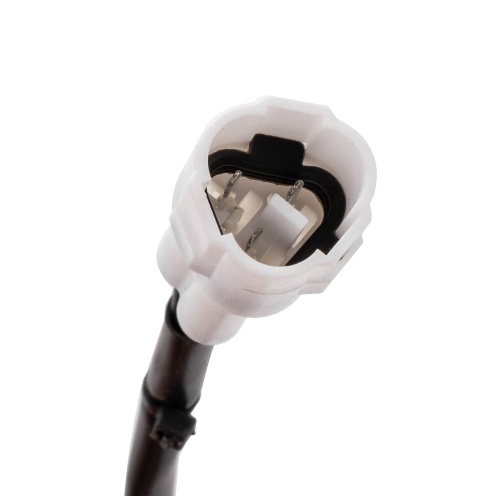 Fuel filter electrical connector with white plastic housing and black wiring