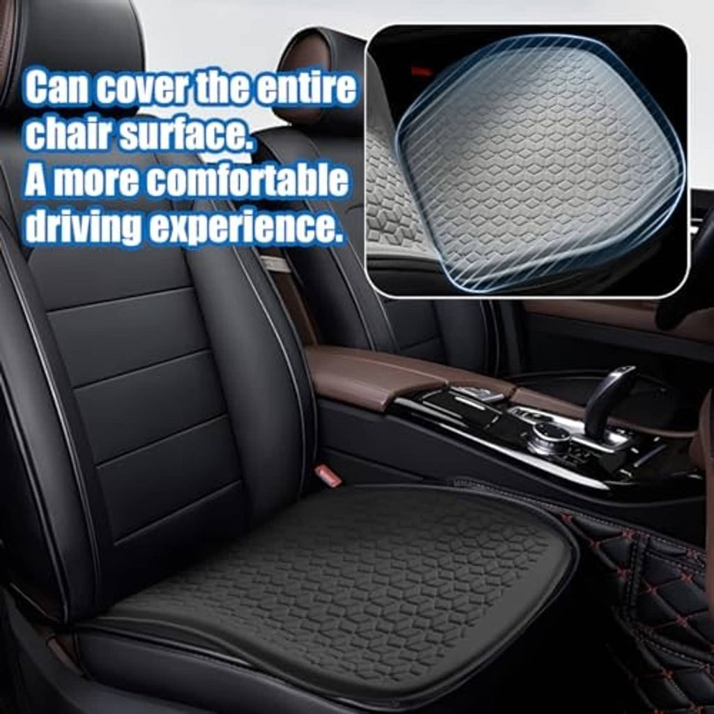 Black textured car seat cushion, contoured shape for comfortable driving