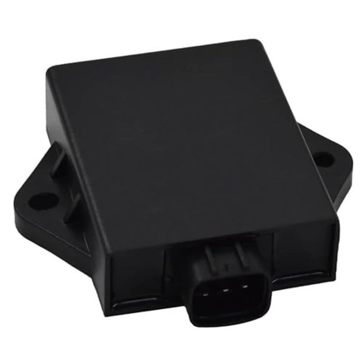 Black CDI ignition control module with vented mounting base and multi-pin plug