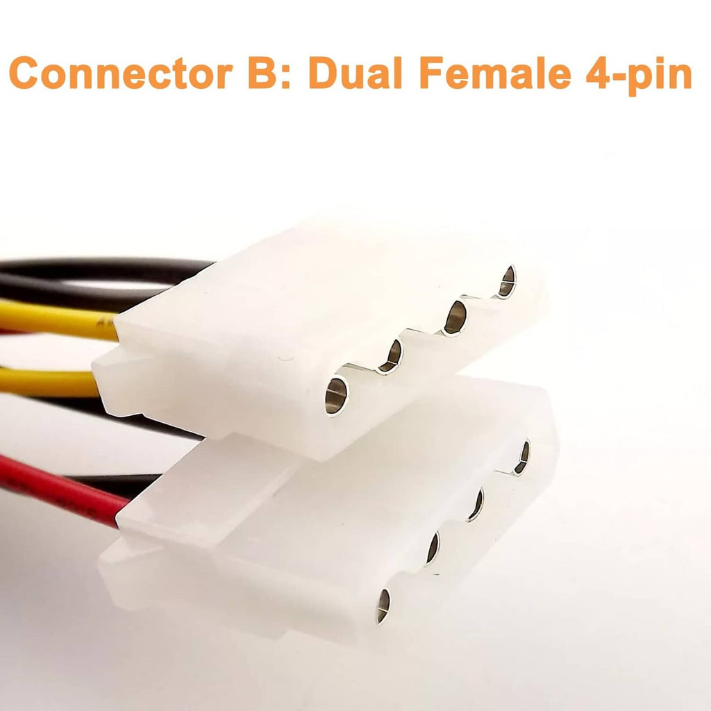 Dual 4-pin Molex female connector block (white) with multicolor power wires