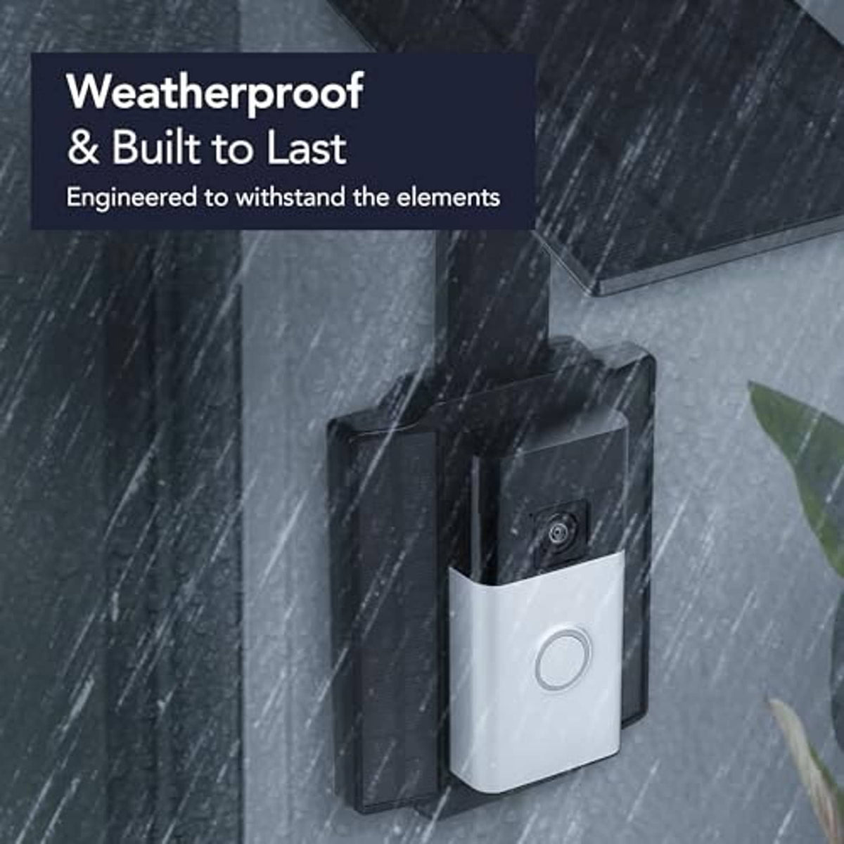 Weatherproof wall-mounted solar doorbell charger with dark panel and white module