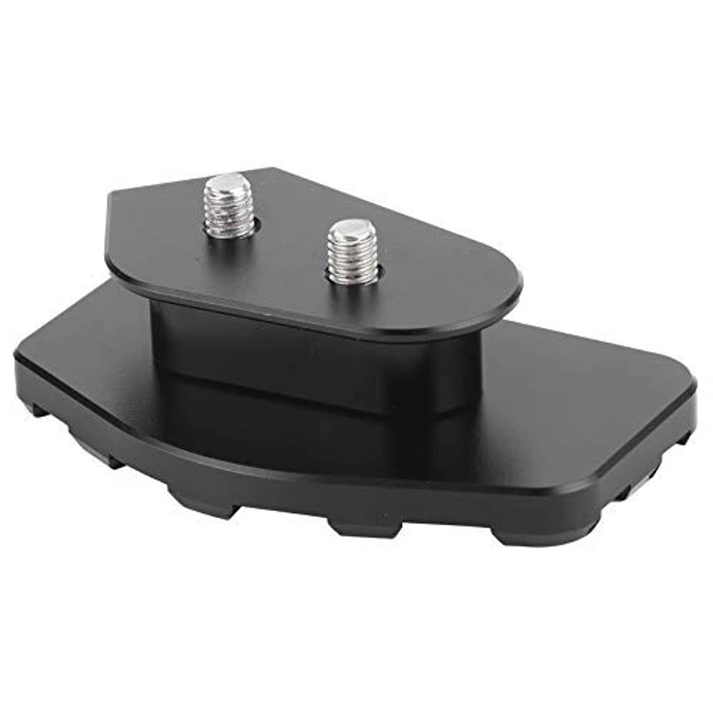 Black brake pedal extension pad with threaded mounting studs on raised base