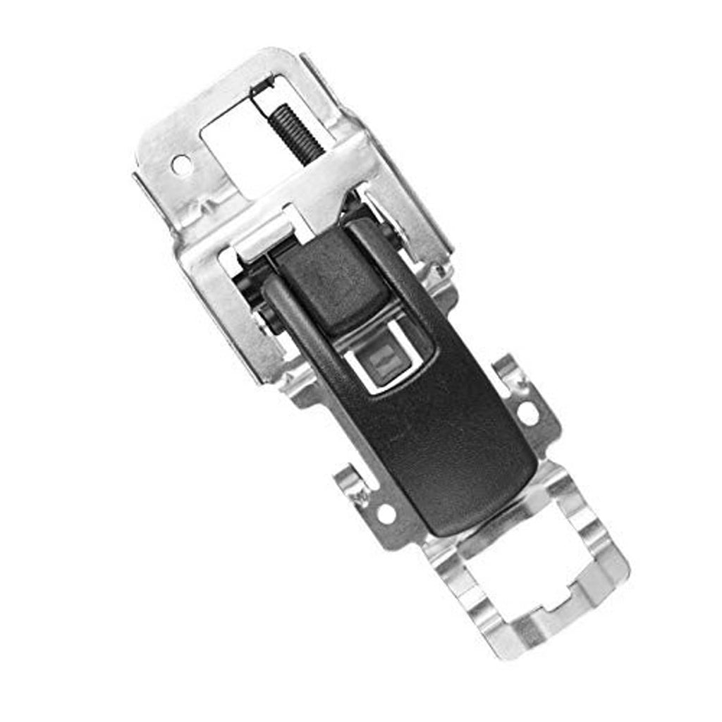 Inside door handle with black lever pad, spring, and silver mounting bracket