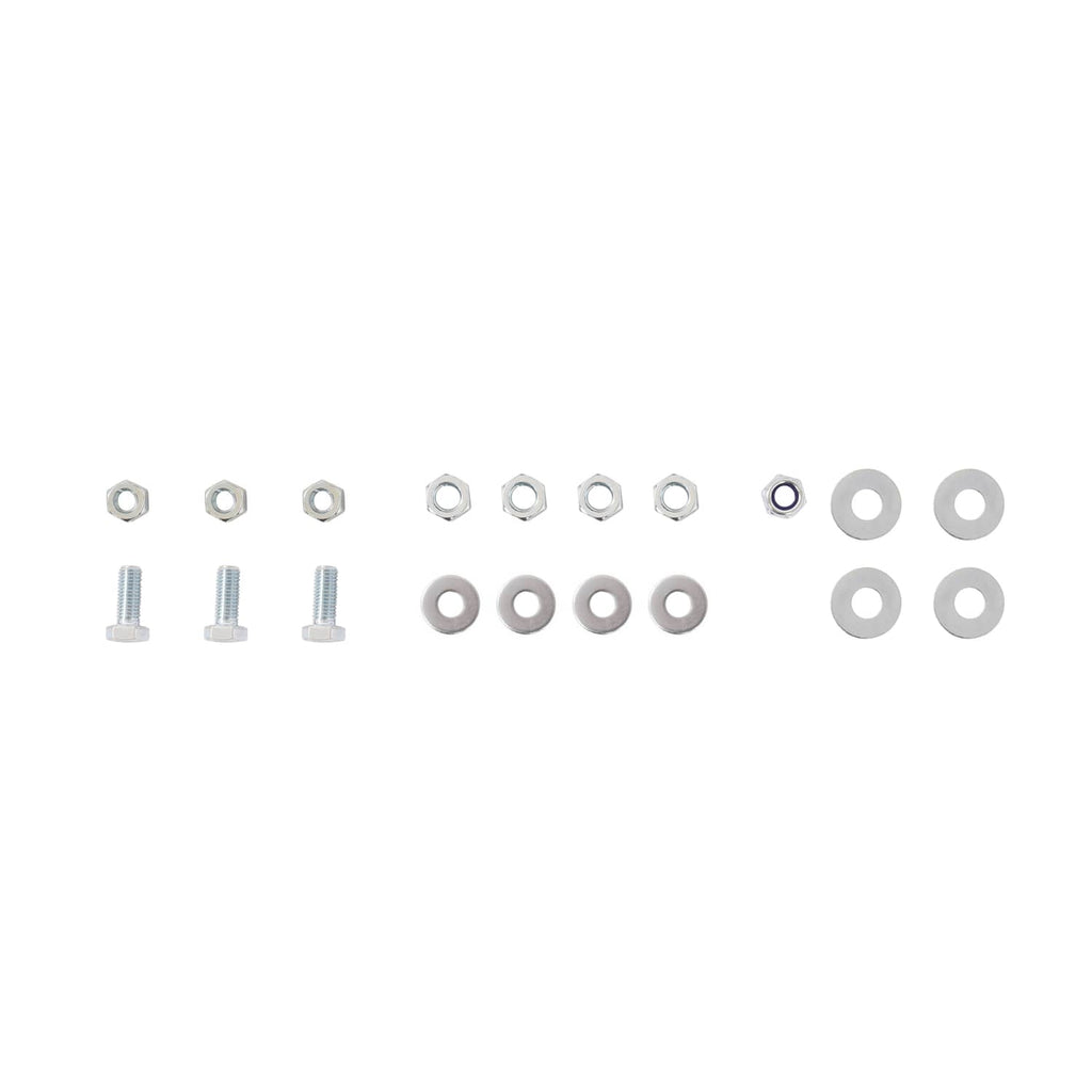 Set of metal washers, bolts, and nuts for mounting a trailer winch stand