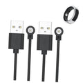 Two smart ring charger cables with USB-A plugs and magnetic ring adapters, black