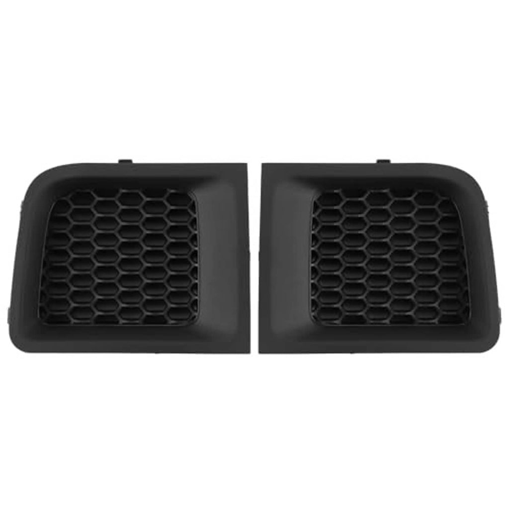 Front lower bumper grille bezel inserts, black plastic with hex honeycomb mesh