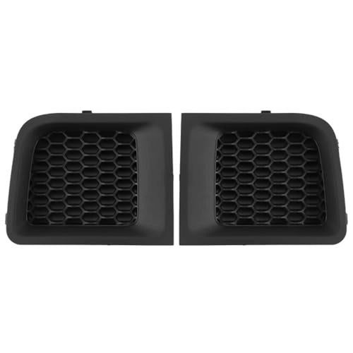 Front lower bumper grille bezel inserts, black plastic with hex honeycomb mesh