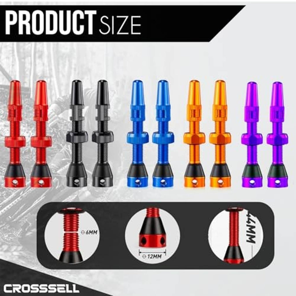 Assorted color MTB tubeless Presta valve stem set with two valve stems each