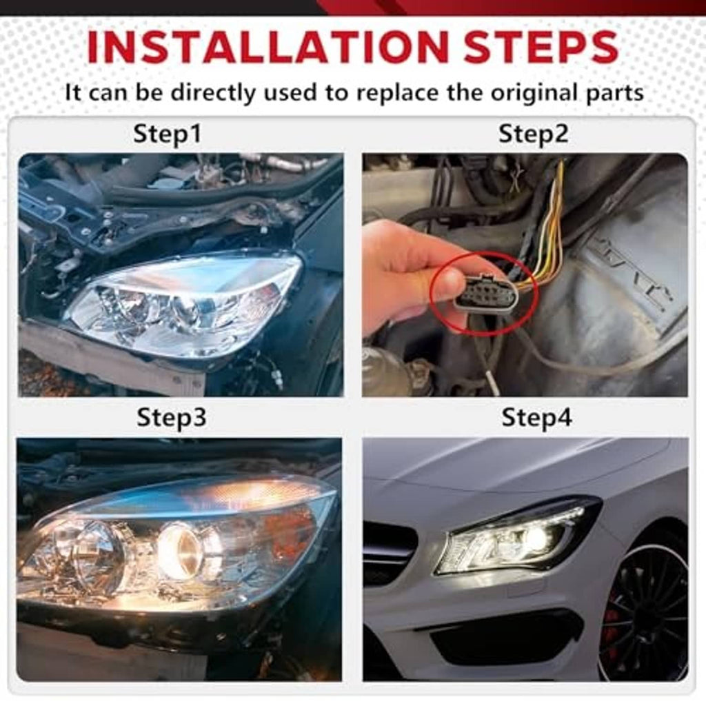 Headlight connector plug wiring harness replacement steps close-up