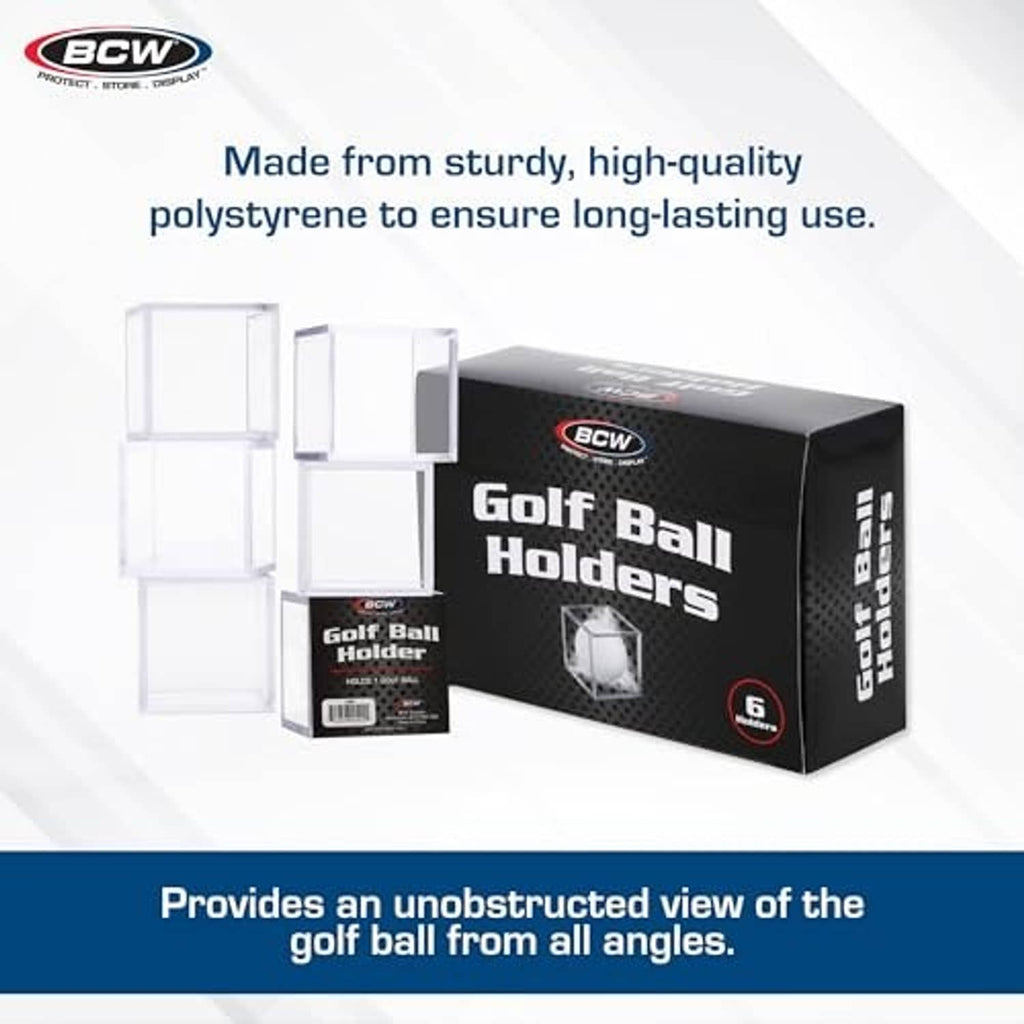 Boxed set of BCW clear polystyrene golf ball holder cubes, 6 count