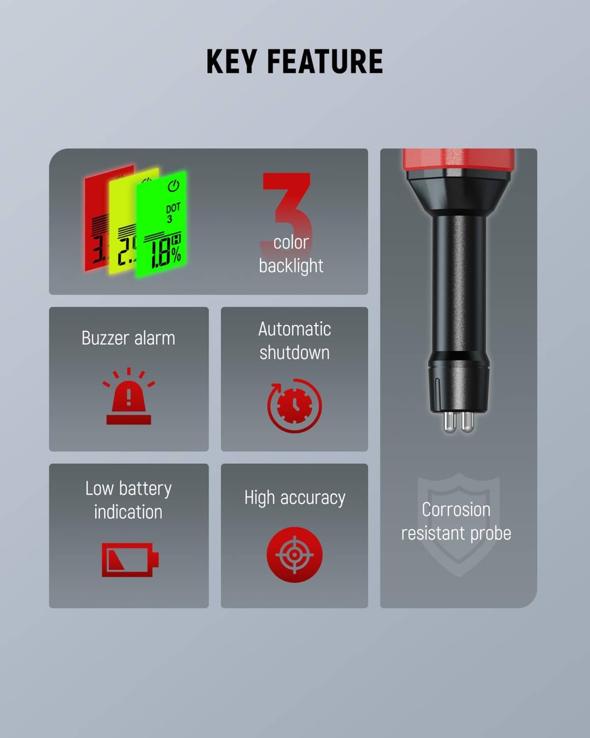 KAIWEETS brake fluid tester pen with corrosion-resistant probe and indicator features