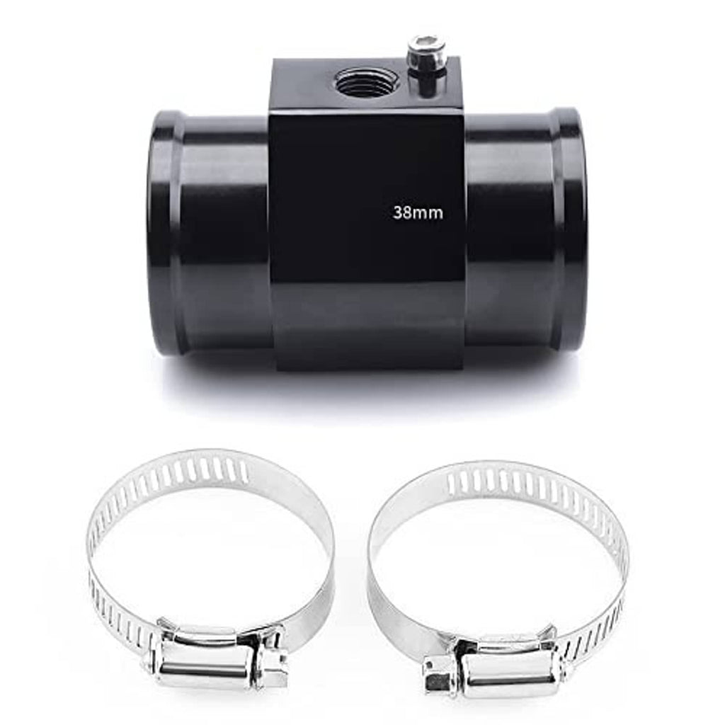 38mm black temperature gauge joint pipe with two metal hose clamp rings