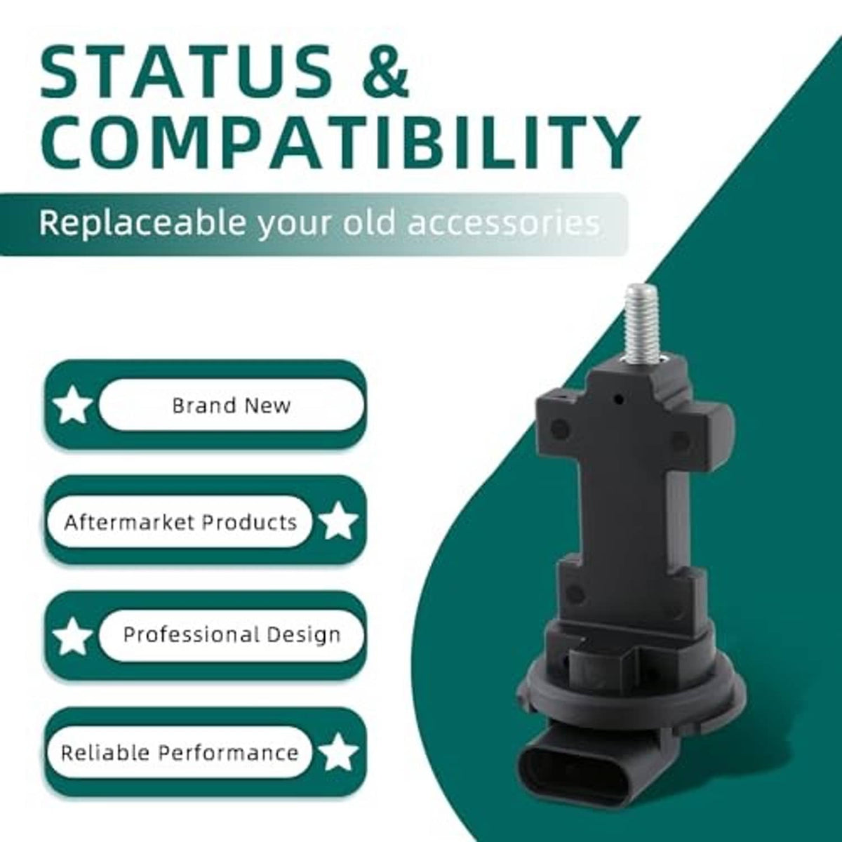 Black camshaft position sensor with 4-pin connector and vertical mounting stud