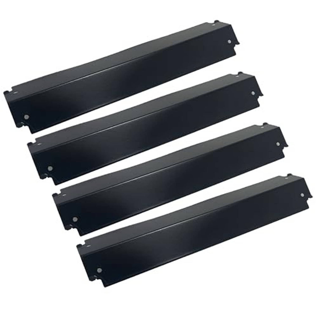 Black heat plates set for gas grill burners, four matching panels