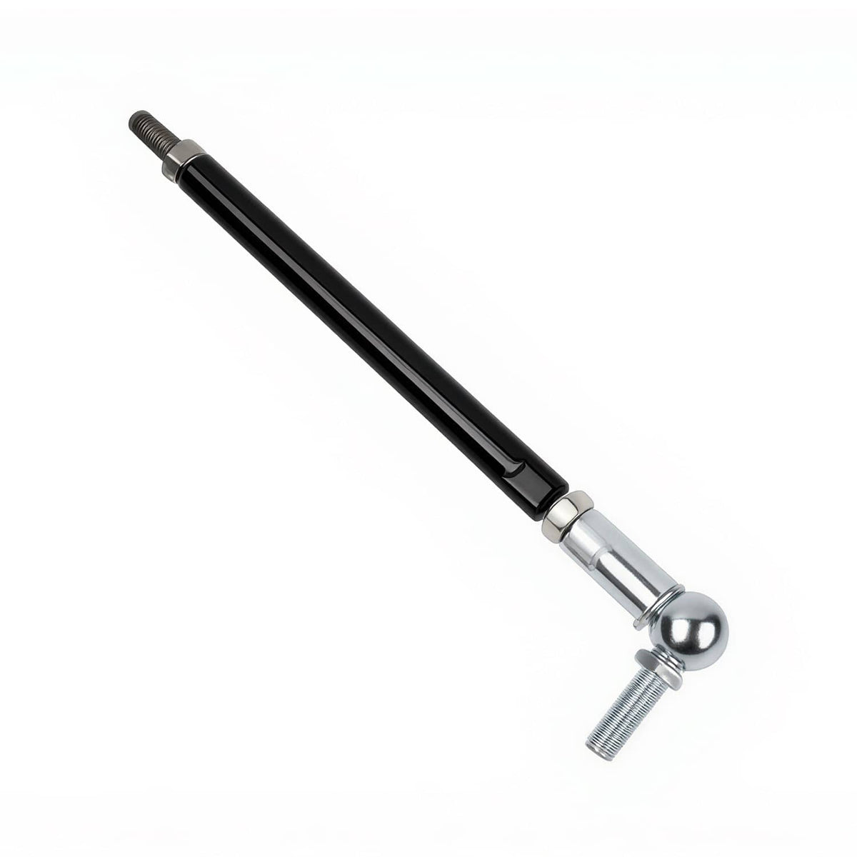 Black forward control lever rod with silver end ball and threaded stud