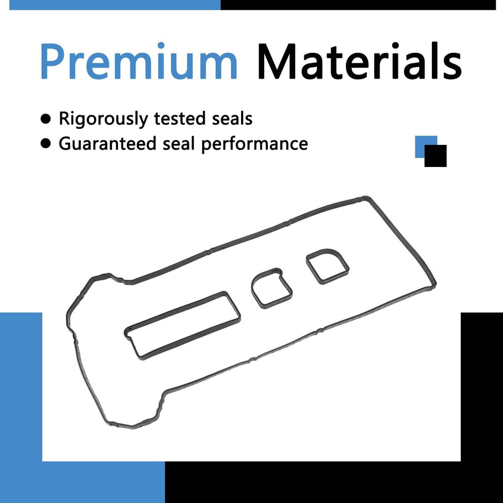 Valve cover gasket set diagram with several molded rubber gasket pieces.