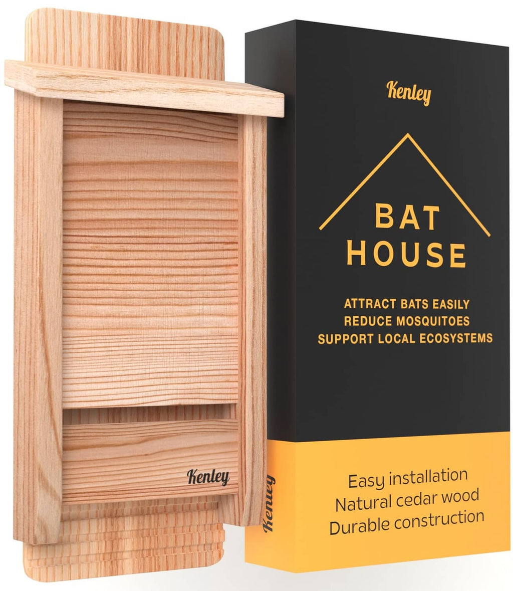 Handcrafted cedar bat house with front entry and slatted vent openings