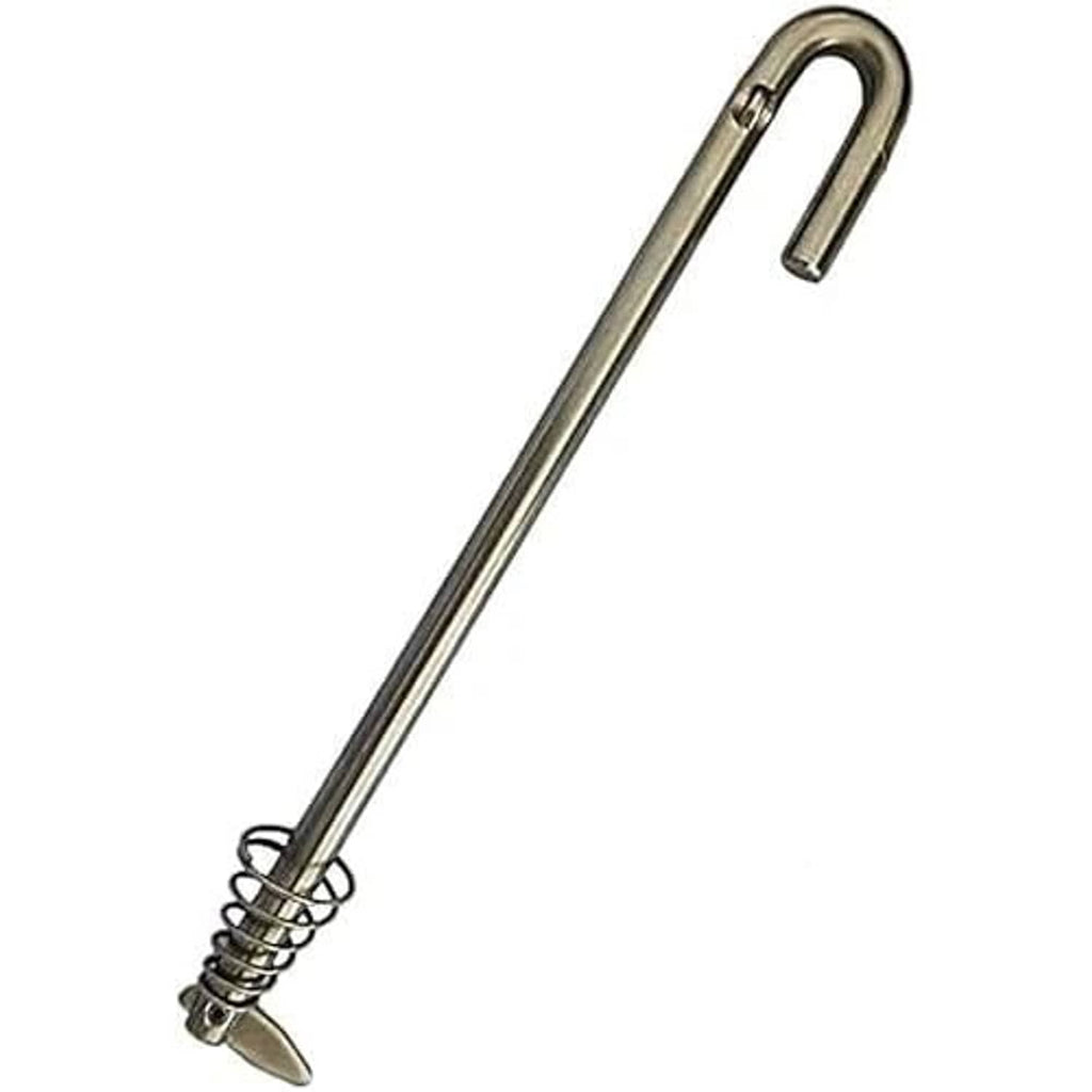 Stainless tilt thrust rod with U-shaped hook and coil spring, outboard accessory