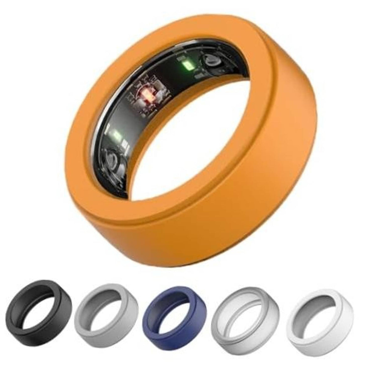 Yellow silicone ring protector for a smart ring, smooth snug band with inner opening