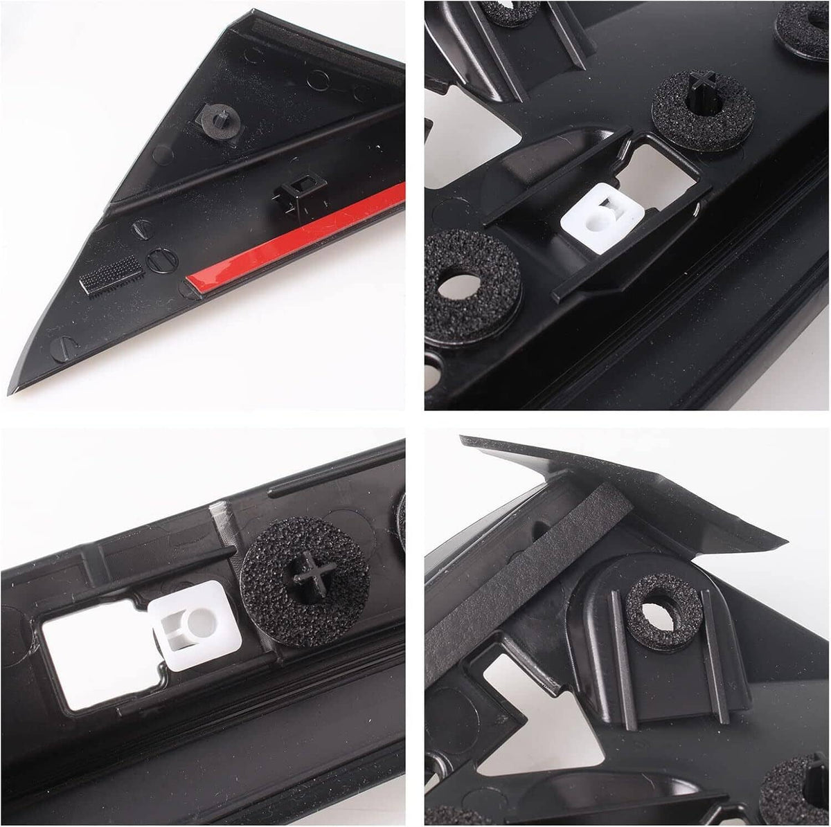 Black trim molding with tabs and mounting-hole detail