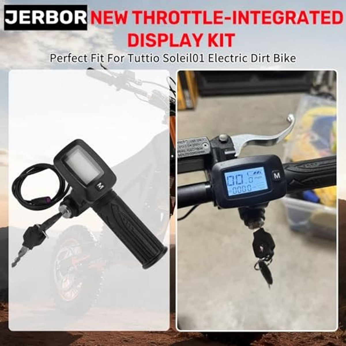 Throttle display kit with small LCD screen and M button, plus key fob bundle