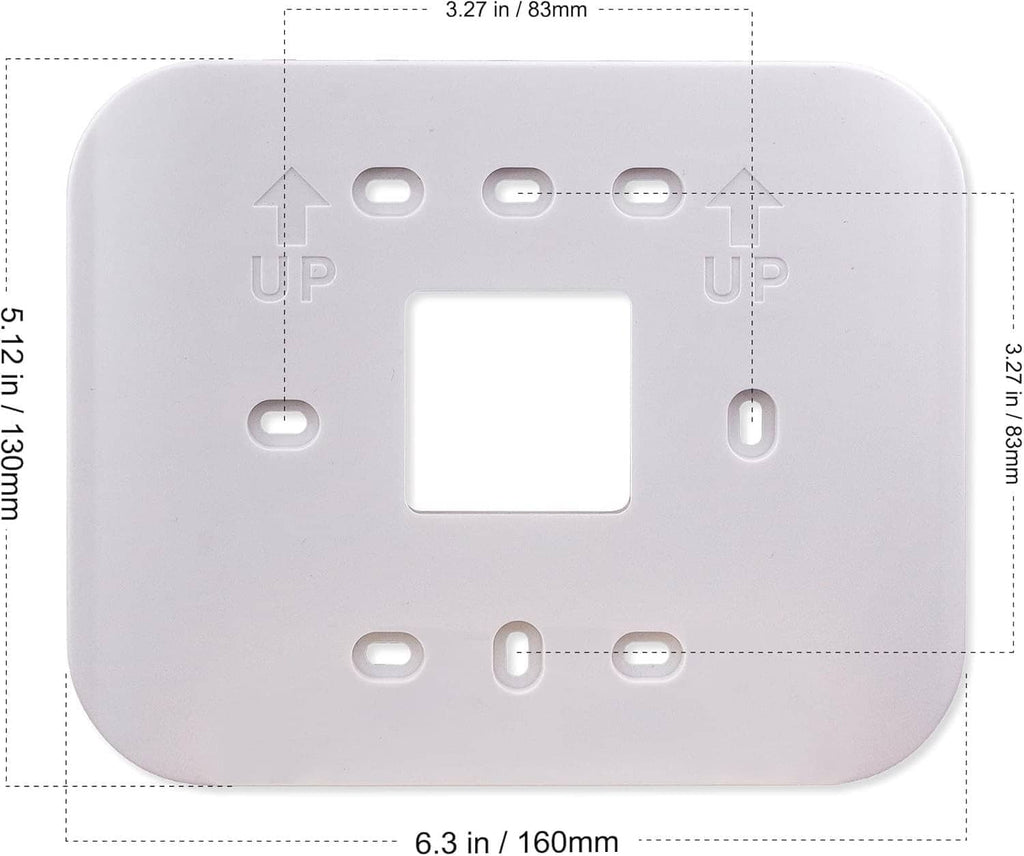 Off-white wall plate cover with screw openings and centered square cutout