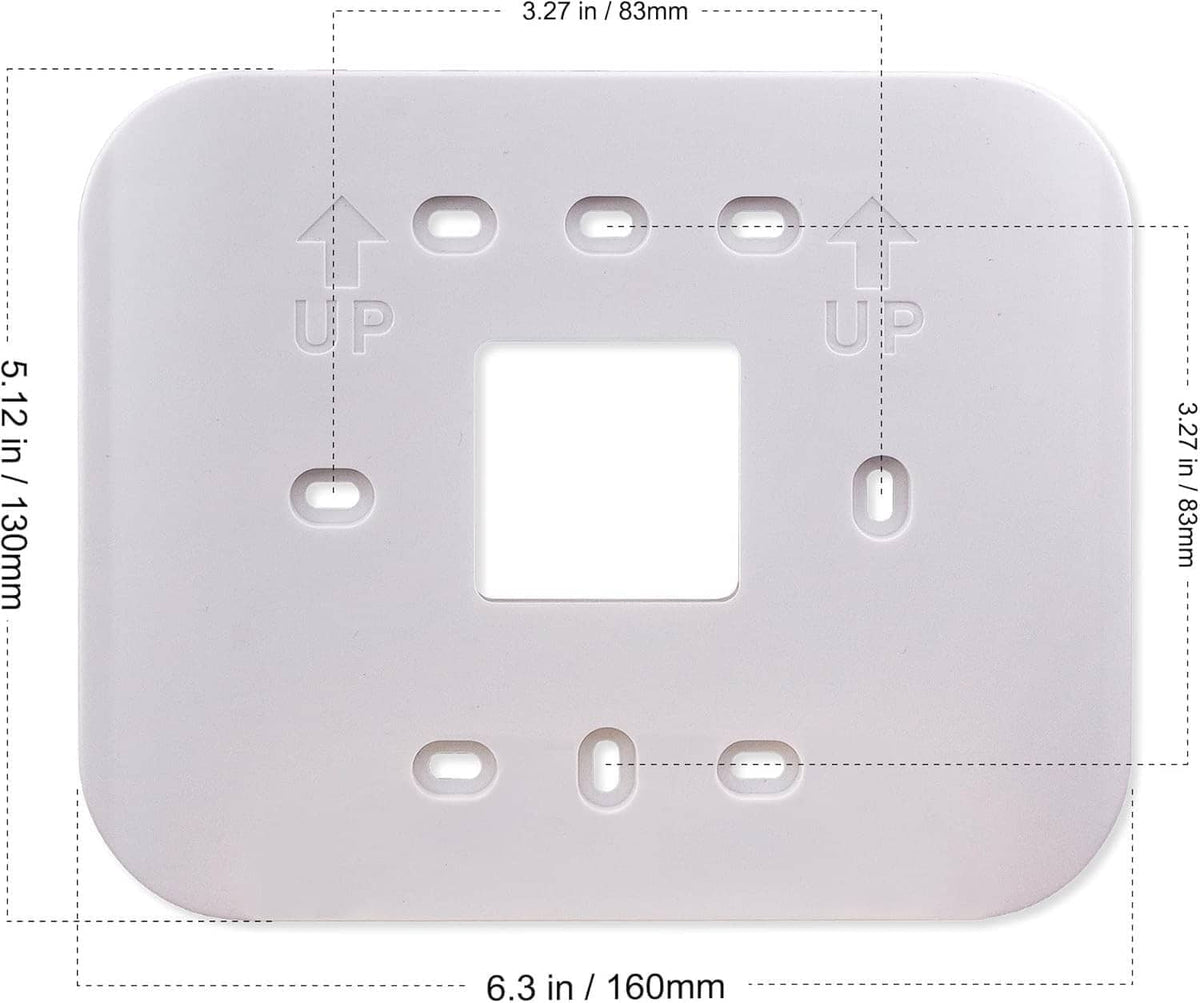 Off-white wall plate cover with screw openings and centered square cutout