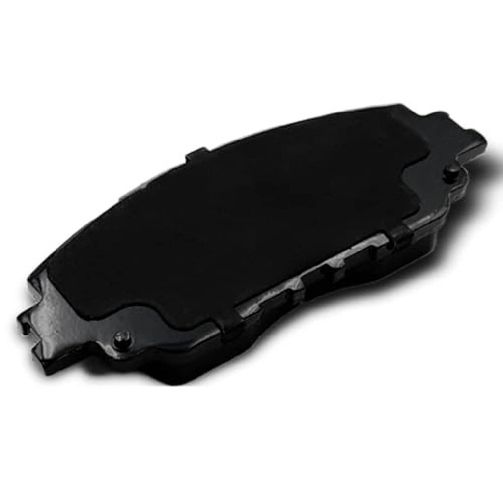 Ceramic disc brake pad set, single dark friction pad with metal backing plate and holes