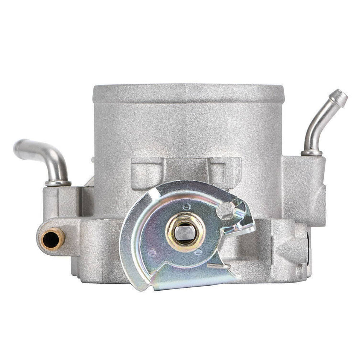70mm throttle body with TPS and MAP sensor, side view with mounting plate and pipes