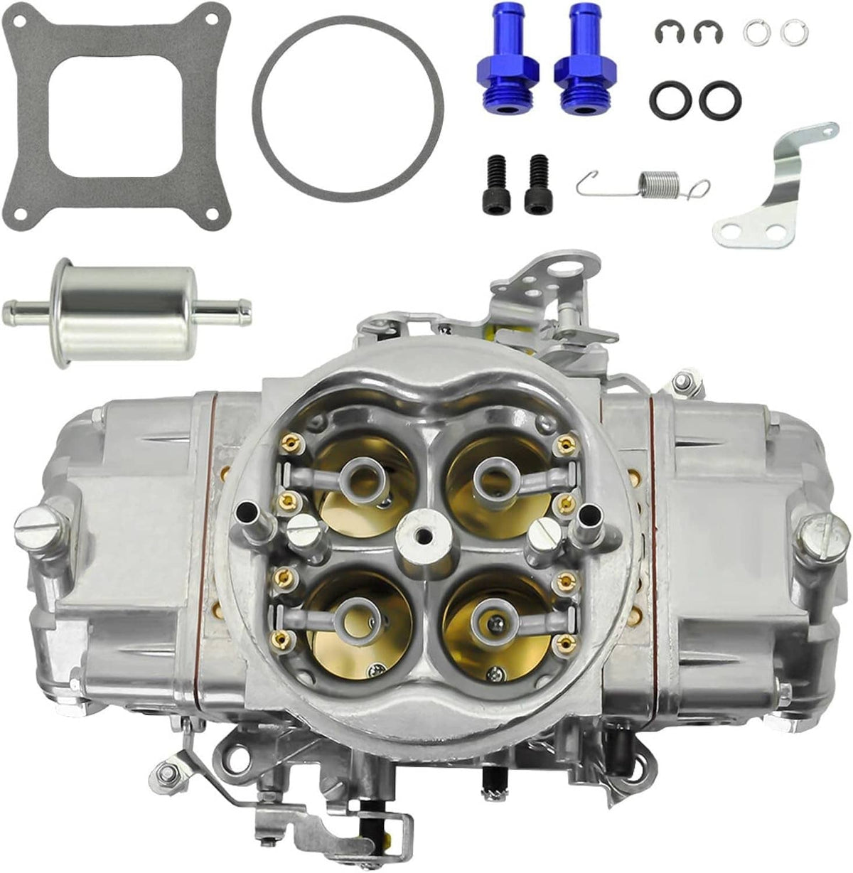 Carburetor parts kit for double-pumper: gasket, vacuum line, screws and metal fittings