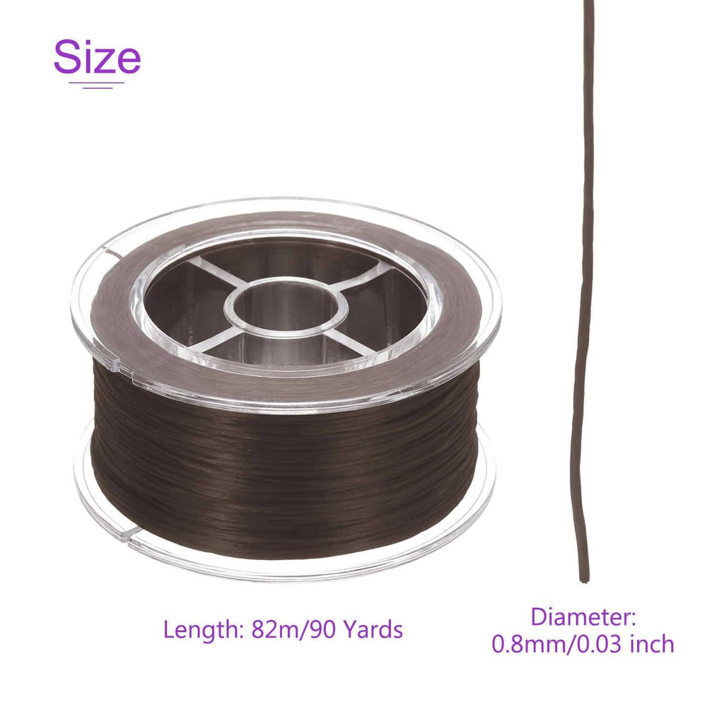 Brown elastic cord spool with visible 0.8mm thickness and long length