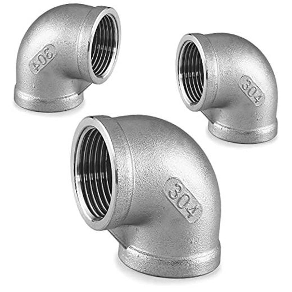 Stainless steel 90° elbow pipe fitting with 1/2 in female threads
