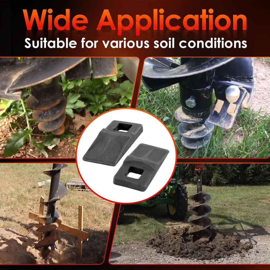 Pair of black auger cutting tooth edges with square mounting holes