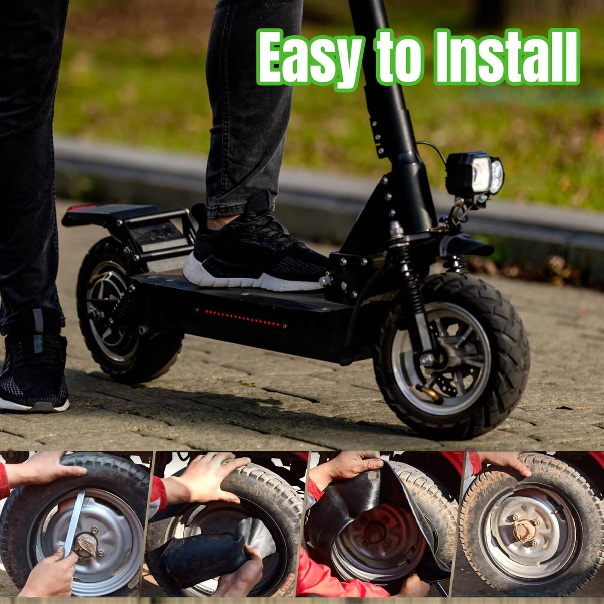 Black 200x50 inner tube with bent valve stem for scooter tire installation