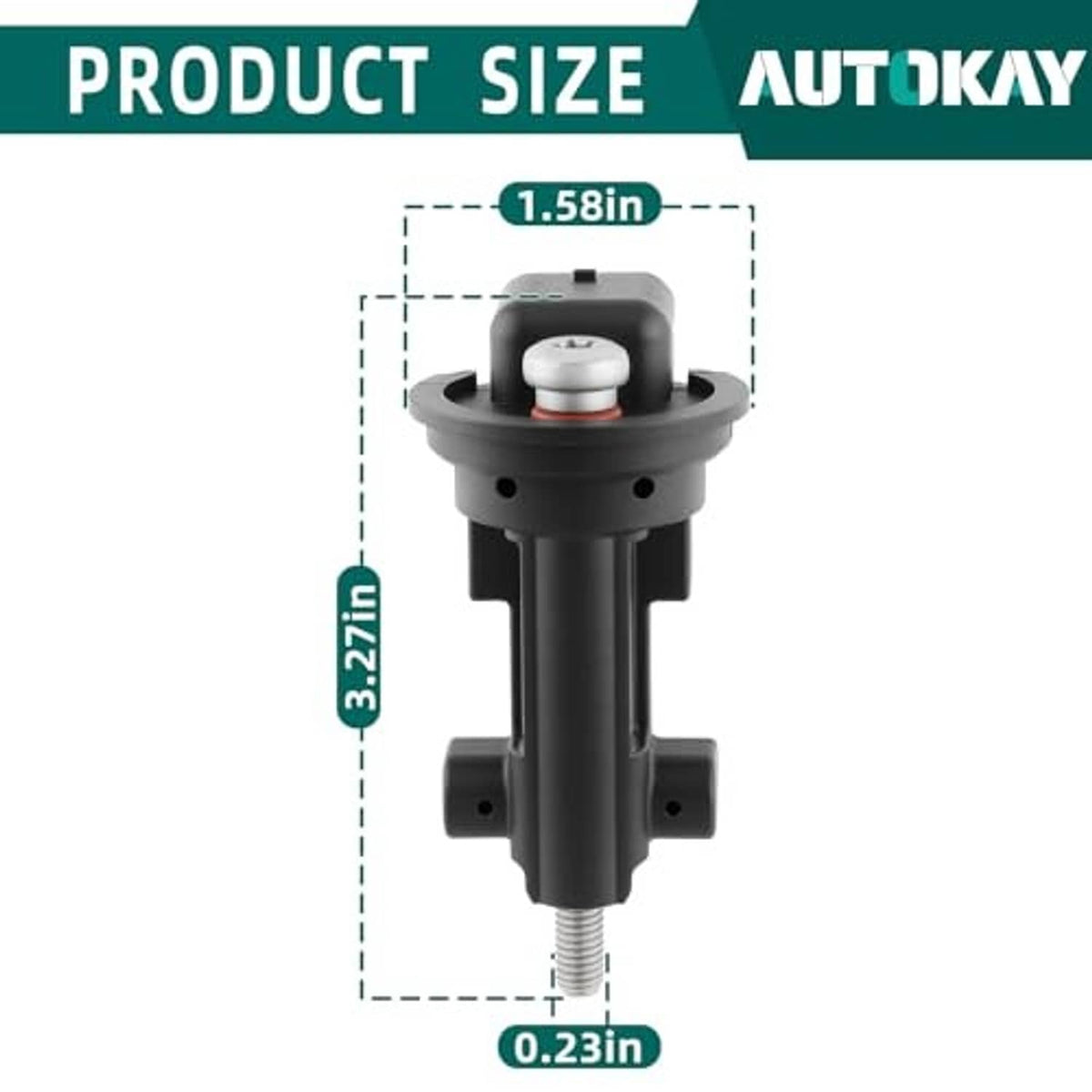 Black camshaft position sensor with round cap and threaded stud