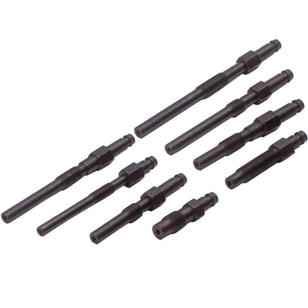 Diesel compression tester adapter rods in various sizes with threaded ends