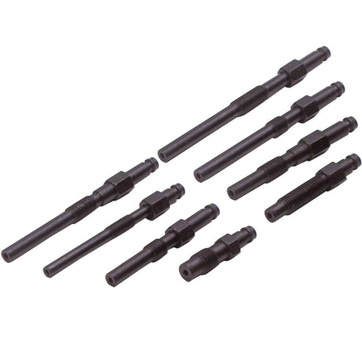 Diesel compression tester adapter rods in various sizes with threaded ends