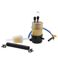 Electric fuel pump with blue wire harness, black base, and clear outlet filter