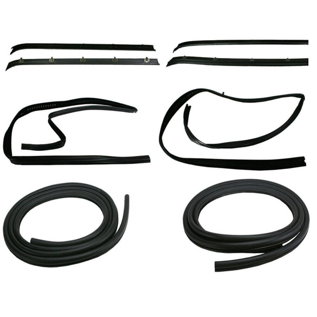 Black window channel seal weatherstrips kit with multiple pre-cut rubber seal pieces