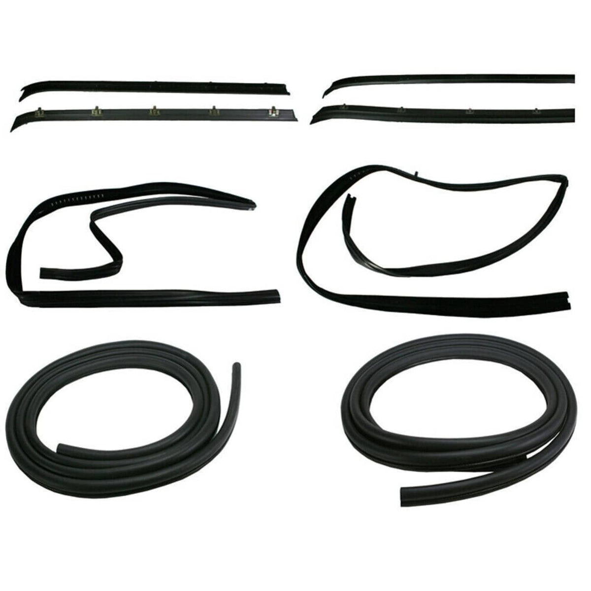 Black window channel seal weatherstrips kit with multiple pre-cut rubber seal pieces