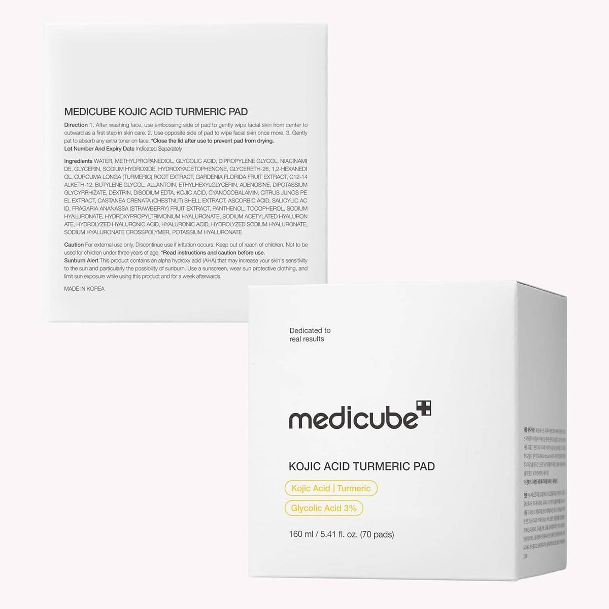 Medicube Kojic Acid Turmeric Pad jar in white box packaging