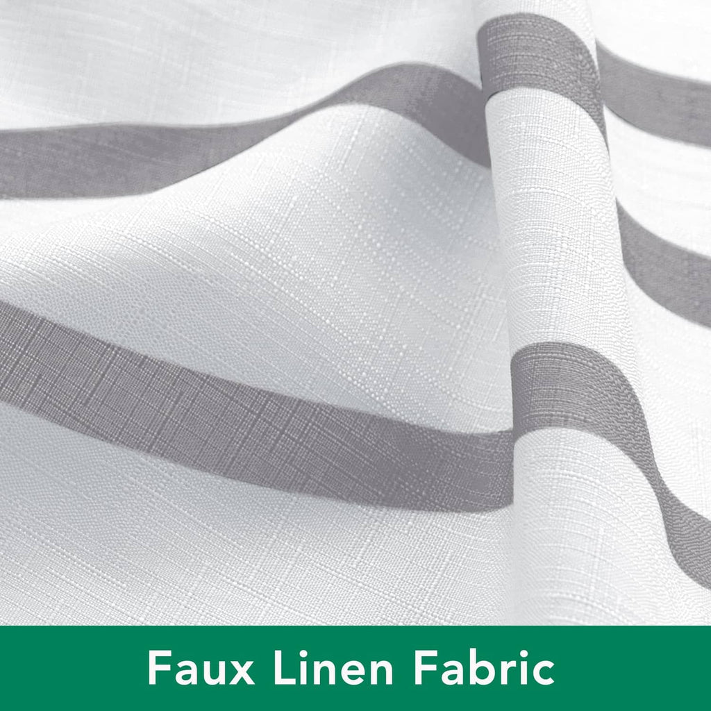 Faux linen shower curtain fabric in silver gray with subtle textured weave