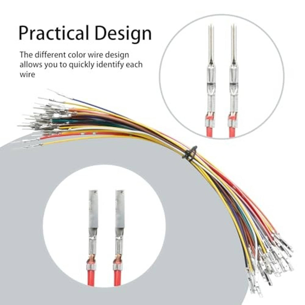 Wire extension harness with color-coded terminals and bundled multicolor leads