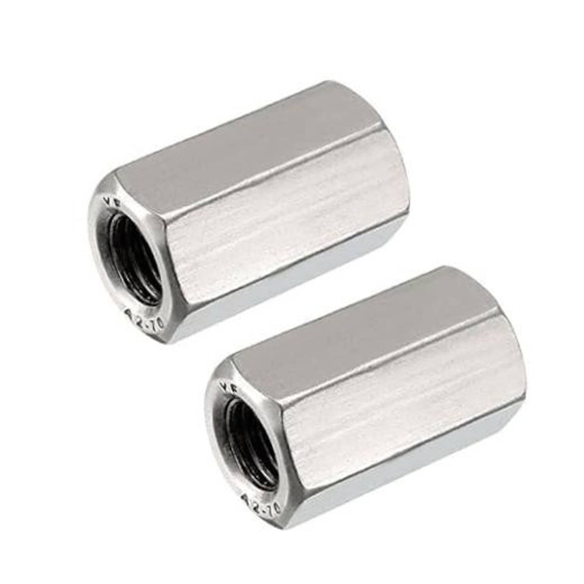 Stainless steel hex extension nuts, M10 x 1.5, 30mm length (2-piece set)