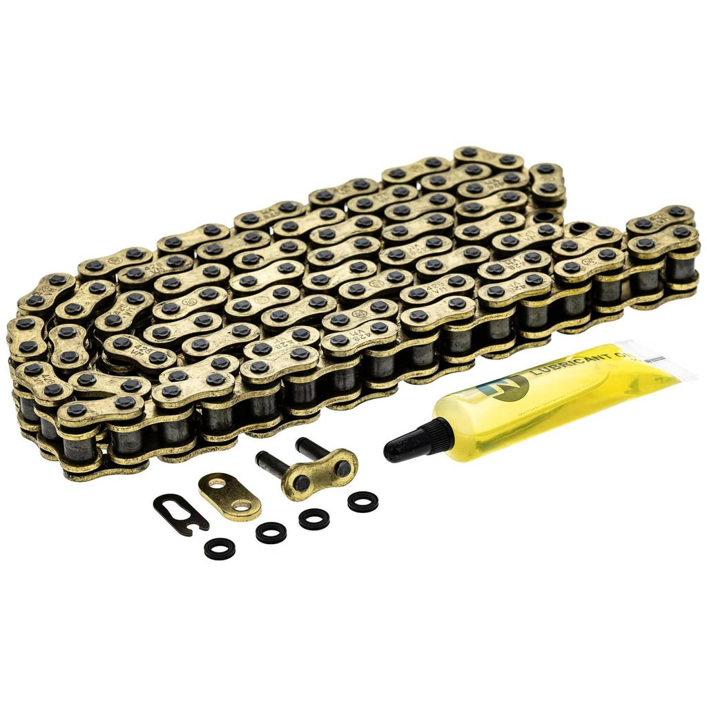Gold X-ring drive chain with black seals, 112 links and connecting master link