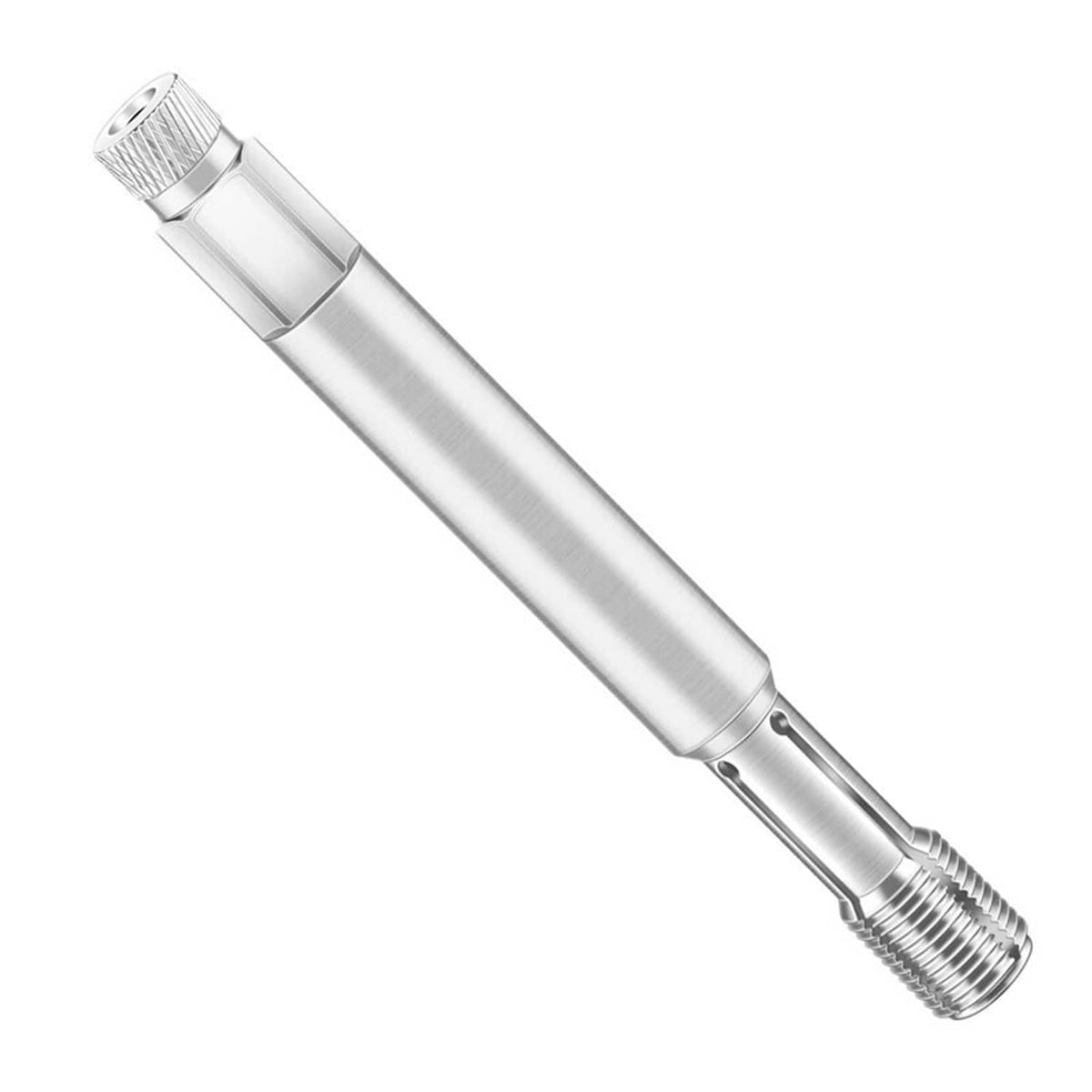 Silver back tap thread repair tool with knurled grip and spiral threading