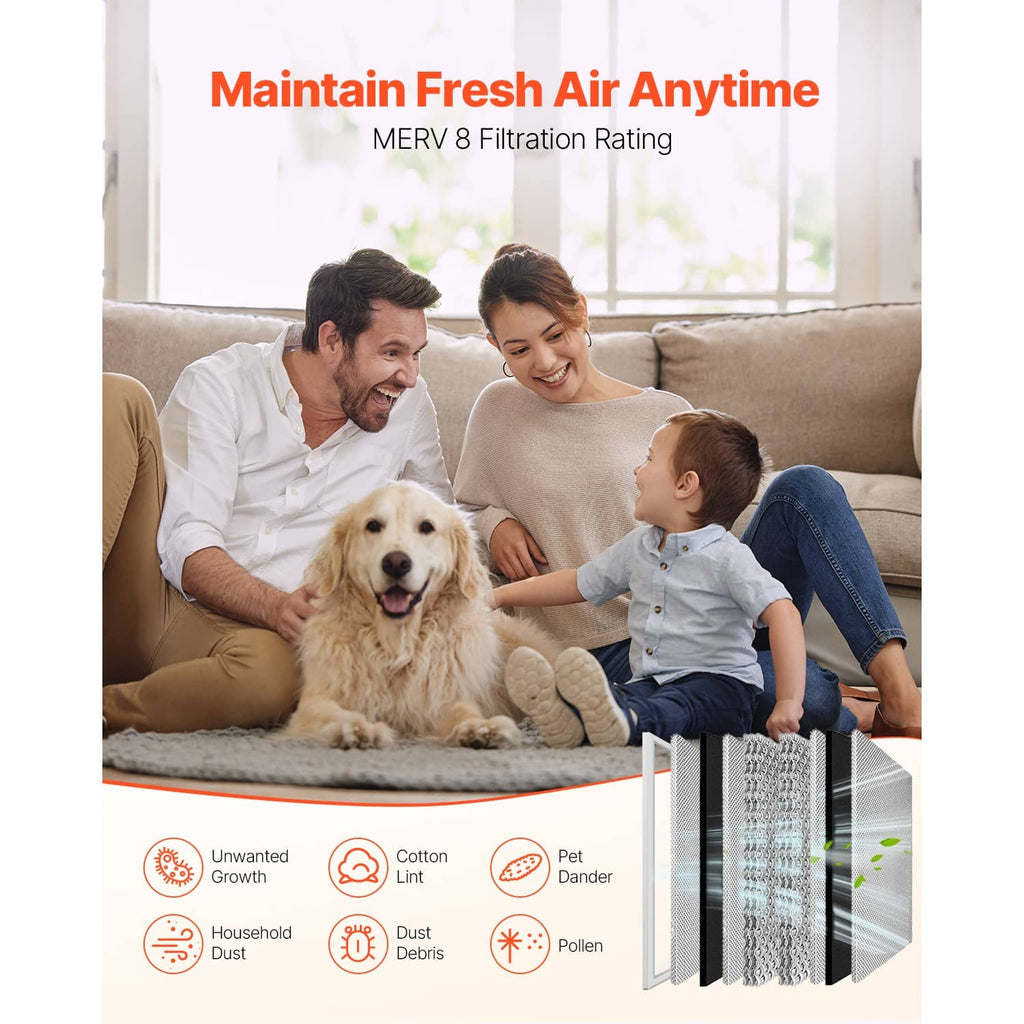 Rectangular electrostatic air filter with gray mesh media and silver metal frame
