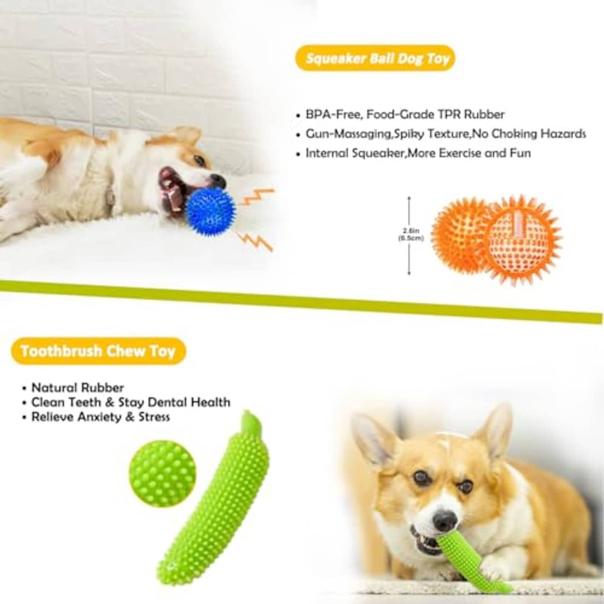 Blue spiky squeaky ball plush dog chew toy