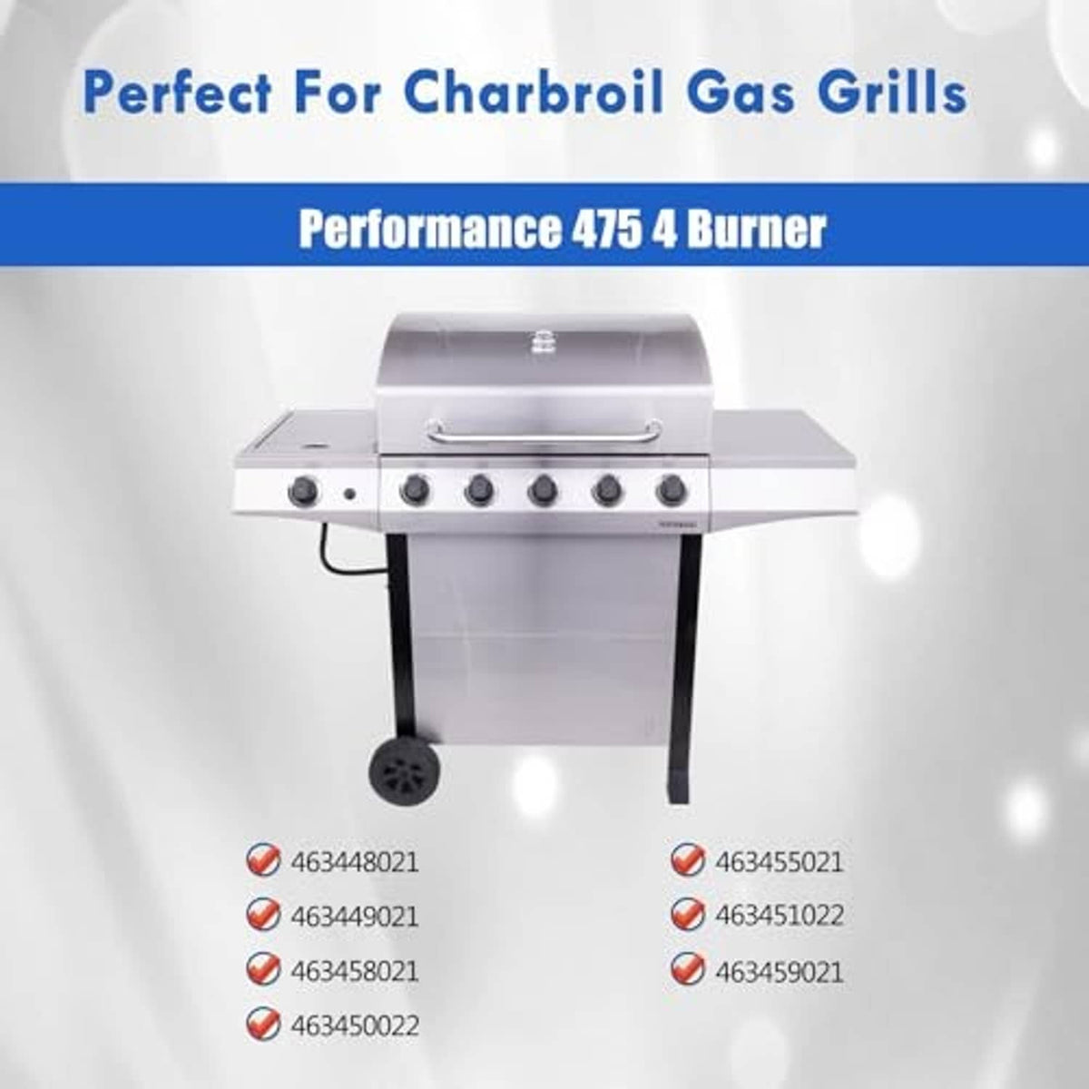 Stainless steel heat plate burner replacement kit for a 4-burner gas grill